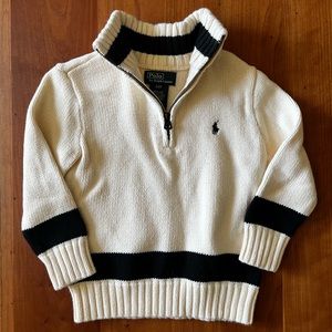 3T Cream and Black Polo sweater